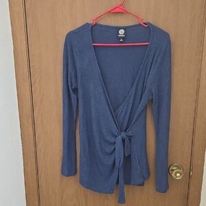 Bobeau Navy Ribbed Knit Top,L